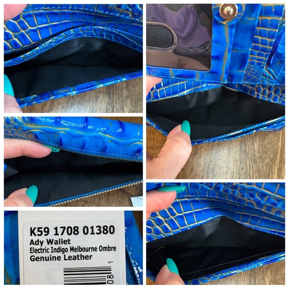 Brahmin NWT Ady - Electric Indigo - Embossed Leather Wallet - Picture 9 of 12